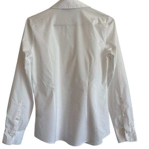 Brooks Brothers 346 White Pleated Blouse Sz 8 Made in USA Stretch - Picture 2 of 7